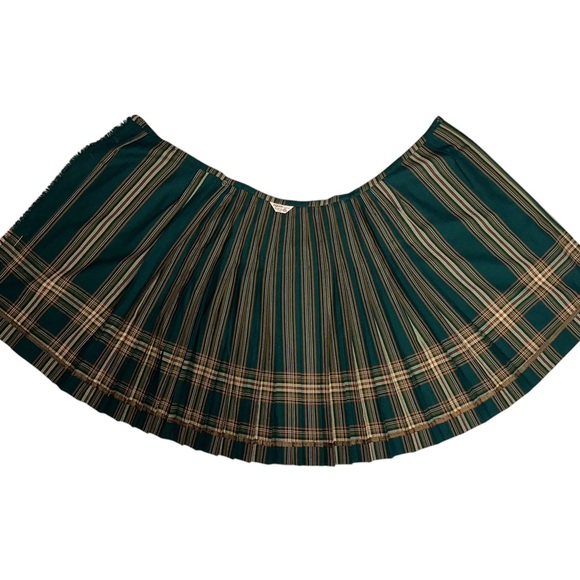 Vintage ALJEAN Canada 100% Green Plaid Wool Pleated Academia Wrap Skirt ~ Size M - Picture 8 of 10